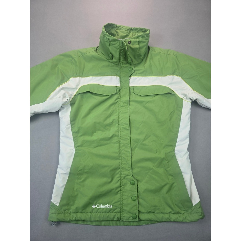 Columbia Green Insulated Nylon Winter Coat Fleece Lined Womens - S